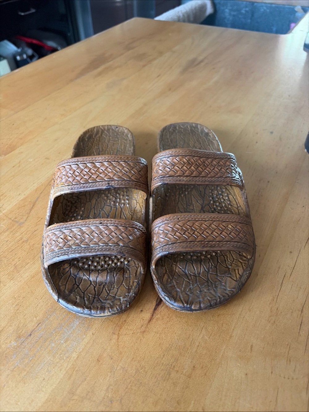 Pali Hawaii Braided Double-Strap Slide Sandals in Warm Brown size 9